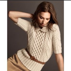 Michael Kors Collection Aran Cable Knit Collared Sweater